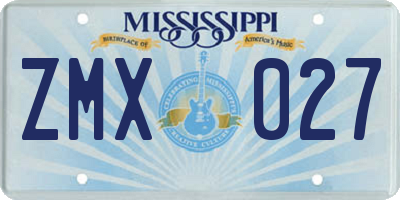 MS license plate ZMX027