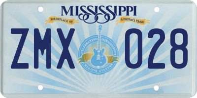 MS license plate ZMX028
