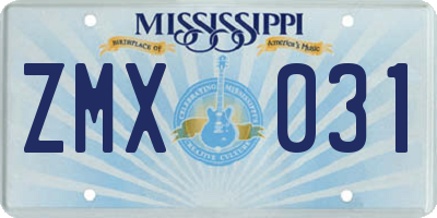 MS license plate ZMX031