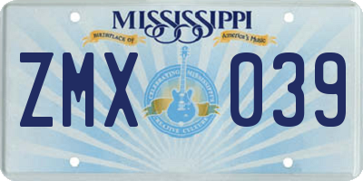 MS license plate ZMX039