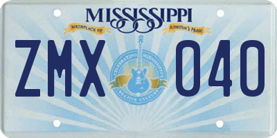 MS license plate ZMX040