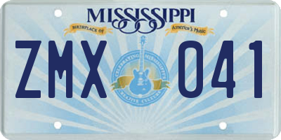 MS license plate ZMX041