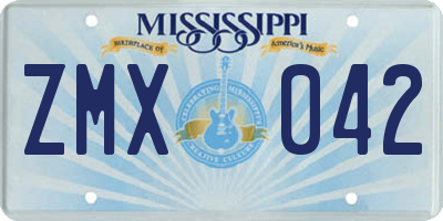 MS license plate ZMX042