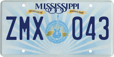 MS license plate ZMX043
