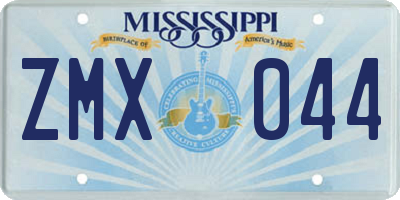 MS license plate ZMX044