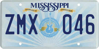 MS license plate ZMX046