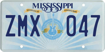 MS license plate ZMX047