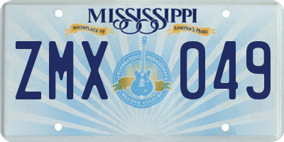MS license plate ZMX049