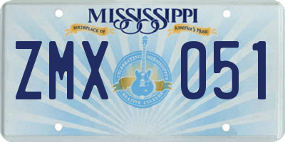 MS license plate ZMX051