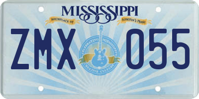 MS license plate ZMX055