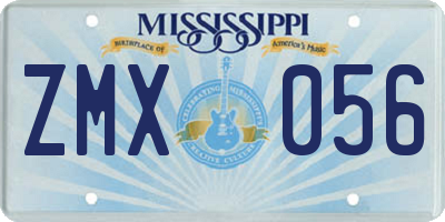 MS license plate ZMX056
