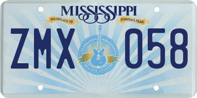 MS license plate ZMX058