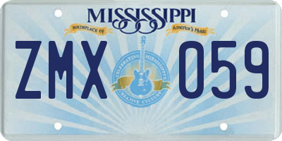 MS license plate ZMX059