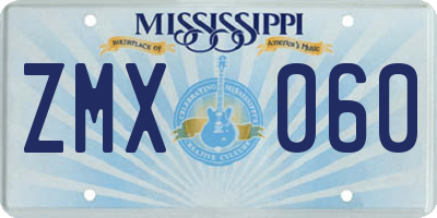 MS license plate ZMX060