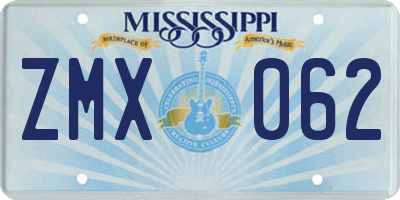 MS license plate ZMX062