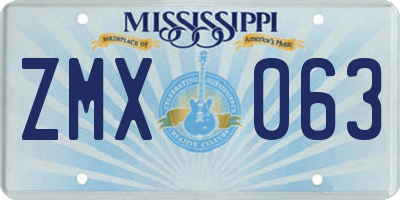 MS license plate ZMX063