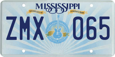 MS license plate ZMX065