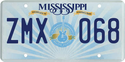 MS license plate ZMX068