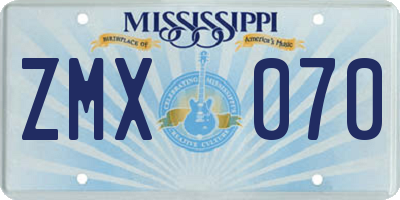 MS license plate ZMX070