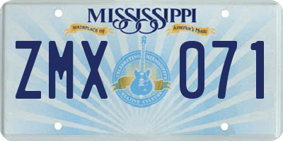 MS license plate ZMX071