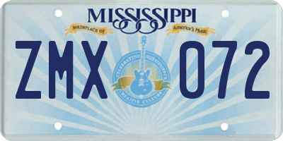 MS license plate ZMX072