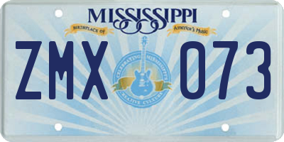 MS license plate ZMX073