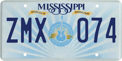 MS license plate ZMX074