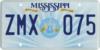 MS license plate ZMX075