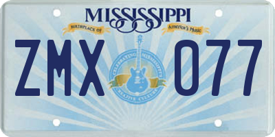 MS license plate ZMX077