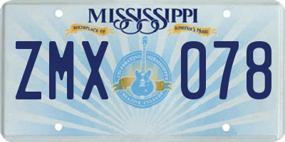 MS license plate ZMX078