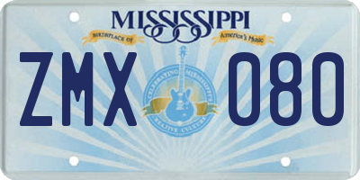 MS license plate ZMX080