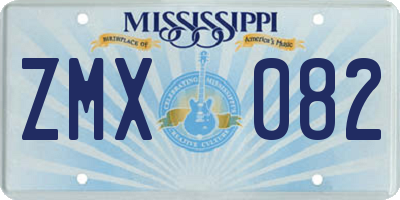 MS license plate ZMX082