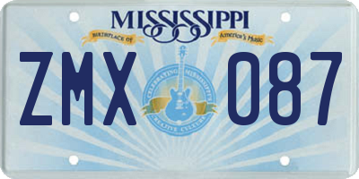 MS license plate ZMX087