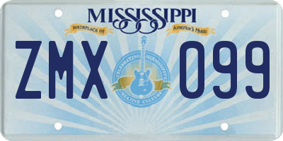 MS license plate ZMX099