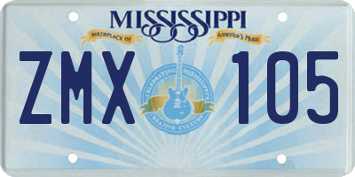 MS license plate ZMX105