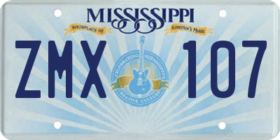 MS license plate ZMX107
