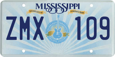 MS license plate ZMX109