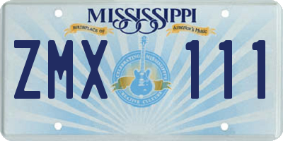 MS license plate ZMX111