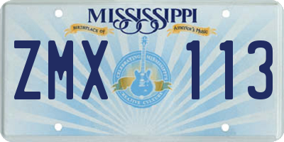 MS license plate ZMX113