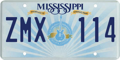 MS license plate ZMX114