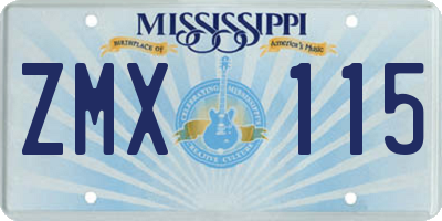 MS license plate ZMX115
