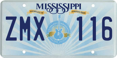 MS license plate ZMX116