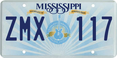MS license plate ZMX117