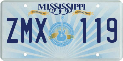 MS license plate ZMX119