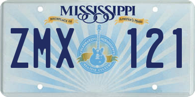 MS license plate ZMX121