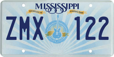 MS license plate ZMX122