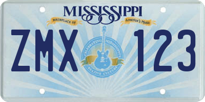 MS license plate ZMX123