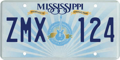 MS license plate ZMX124