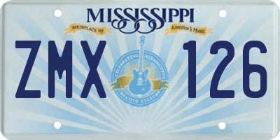 MS license plate ZMX126
