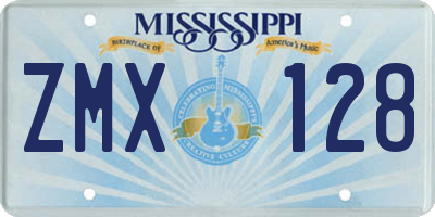 MS license plate ZMX128
